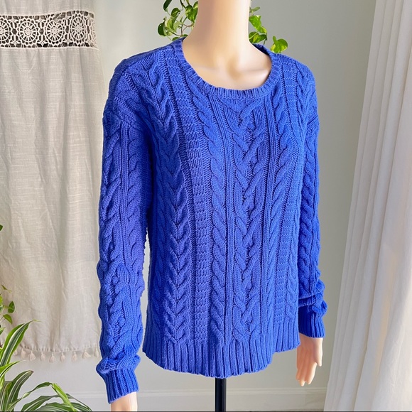 Lauren Ralph Lauren Sweaters - LAUREN RALPH LAUREN Ocean Blue Crew Neck Cable Knit Sweater